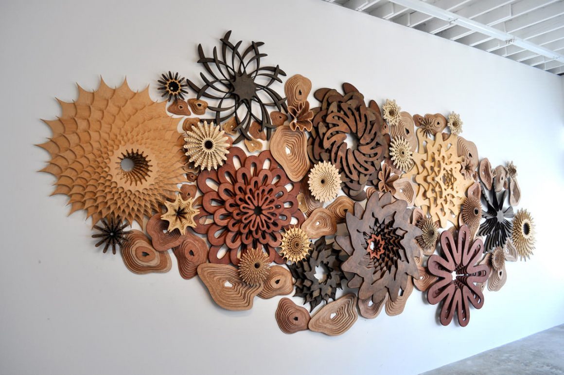 Layered wooden sculptures by Joshua Abarbanel