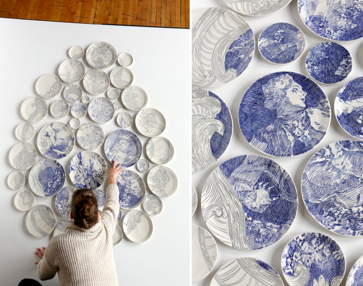 Ceramic Plate Installations by Molly Hatch 7